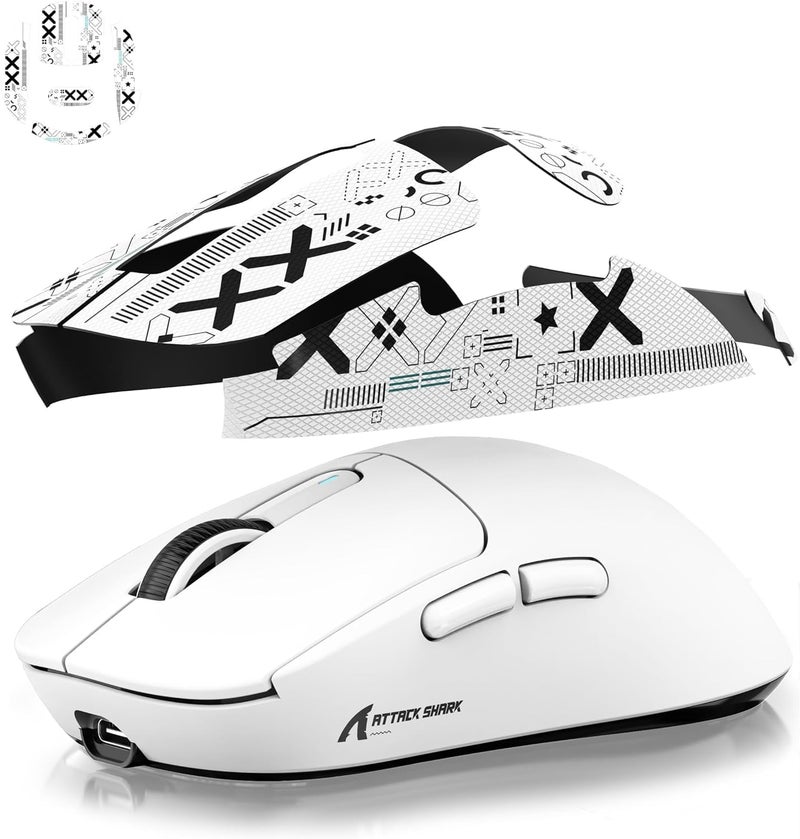 MANBASNAKE Mouse Anti Slip Grip Tape, Pre-Cut Universal Griptape for Superlight Wireless Gaming Mouse Skins, Sweat Resistant, Elastics Refined Side Grips, Easy to Apply, Ultra-thin 0.5mm (0.02in) - White - Image 3